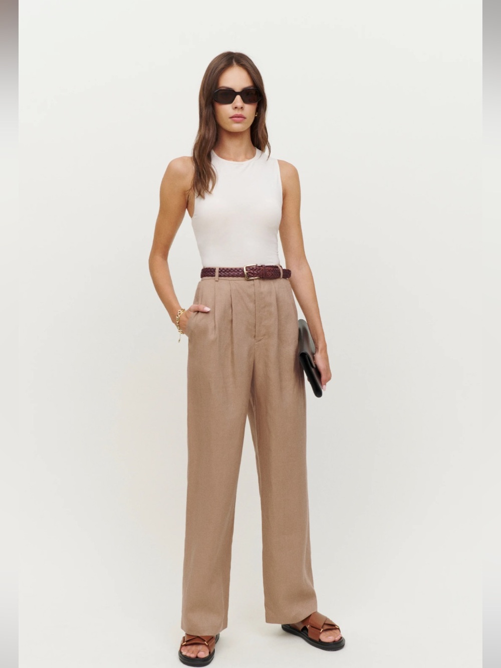 Reformation Vesta Pant Trouser Khaki Camel size 2